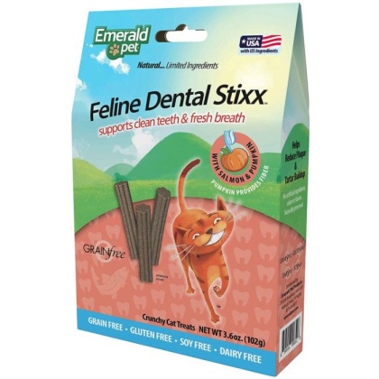 Emerald Pet Feline Dental Stixx Salmon and Pumpkin Recipe - 3.6 oz