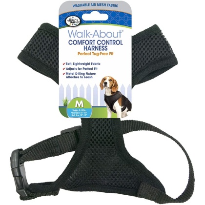 Four Paws Comfort Control Harness - Black - Medium - For Dogs 7-10 lbs (16\