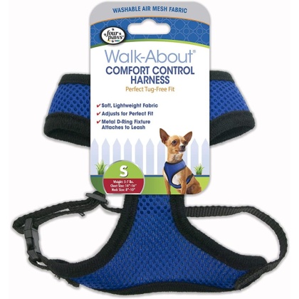 Four Paws Comfort Control Harness - Blue - Small - For Dogs 5-7 lbs (14\