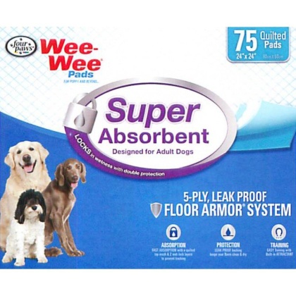 Four Paws Wee Wee Pads - Super Absorbent - 75 Pack - (24