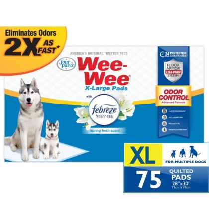 Four Paws Wee Wee Odor Control Pads with Febreze Freshness X-Large - 75 count