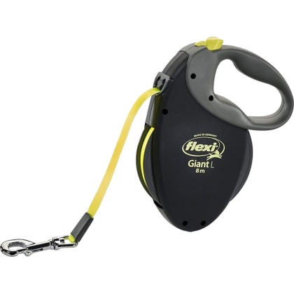 Flexi Giant Retractable Tape Dog Leash - Black / Neon - Large - 26\' Long Dogs up to 110 lbs