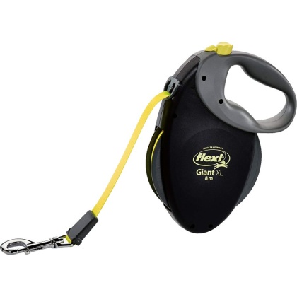 Flexi Giant Retractable Tape Dog Leash - Black / Neon - X-Large - 26\' Long Dogs over 110 lbs