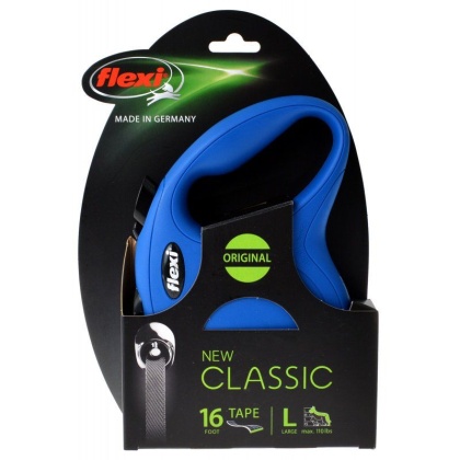 Flexi New Classic Retractable Tape Leash - Blue - Large - 16\' Tape (Pets up to 110 lbs)