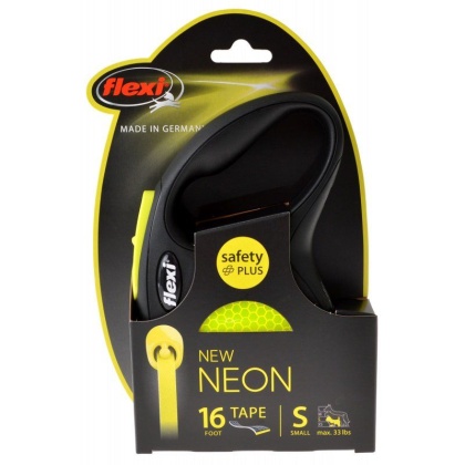 Flexi New Neon Retractable Tape Leash - Small - 16\' Tape (Pets up to 33 lbs)
