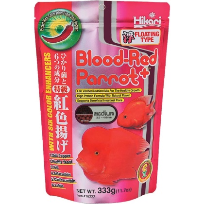 Hikari Blood Red Parrot+ - Medium Pellet - 11.7 oz - (3.5-4.0 mm)