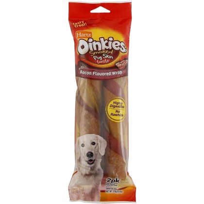 Hartz Oinkies Pig Skin Twists with Bacon Flavored Wrap - X-Large - 9\