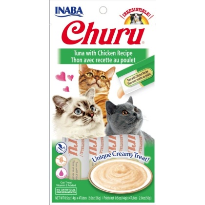 Inaba Churu Tuna with Chicken Recipe Creamy Cat Treat - 4 count