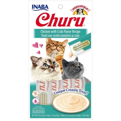Inaba Churu Chicken with Crab Flavor Recipe Creamy Cat Treat - 4 count