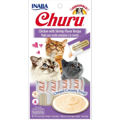 Inaba Churu Chicken with Shrimp Flavor Recipe Creamy Cat Treat - 4 count