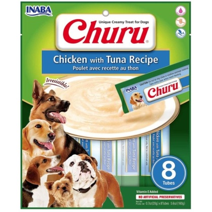 Inaba Churu Chicken with Tuna Recipe Creamy Dog Treat - 8 count