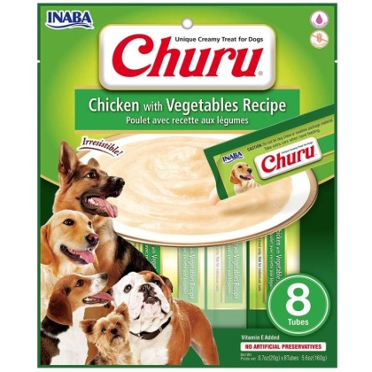 Inaba Churu Chicken with Vegetables Recipe Creamy Dog Treat - 8 count