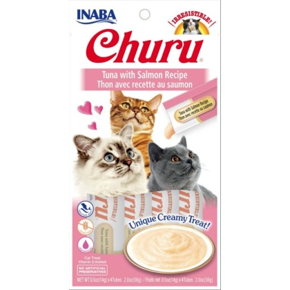 Inaba Churu Tuna with Salmon Recipe Creamy Cat Treat - 4 count
