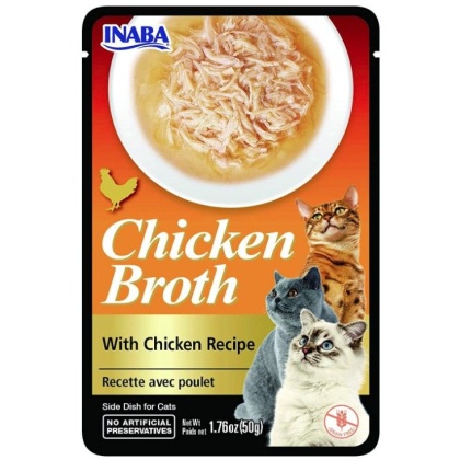 Inaba Chicken Broth with Chicken Recipe Side Dish for Cats - 1.76 oz