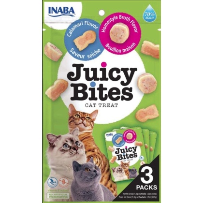 Inaba Juicy Bites Cat Treat Homestyle Broth and Calamari Flavor - 3 count