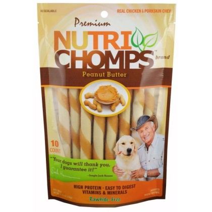 Nutri Chomps Mini Twist Dog Treat Peanut Butter Flavor - 10 count