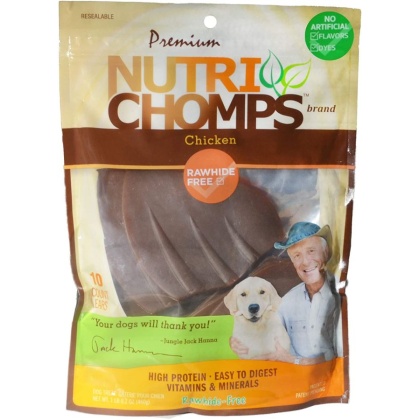 Nutri Chomps Pig Ear Shaped Dog Treat Chicken Flavor  - 10 count