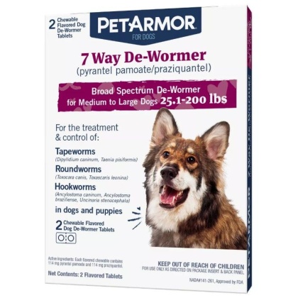 PetArmor 7 Way De-Wormer for Medium to Large Dogs (25.1-200 Pounds) - 2 count