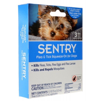 Sentry Flea & Tick Squeeze-On for Dogs - Small - 3 Count - (Dogs 7-15 lbs)