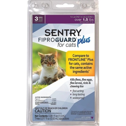 Sentry Fiproguard Plus for Cats & Kittens - 3 Applications - (Cats over 1.5 lbs)