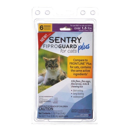 Sentry Fiproguard Plus for Cats & Kittens - 6 Applications - (Cats over 1.5 lbs)