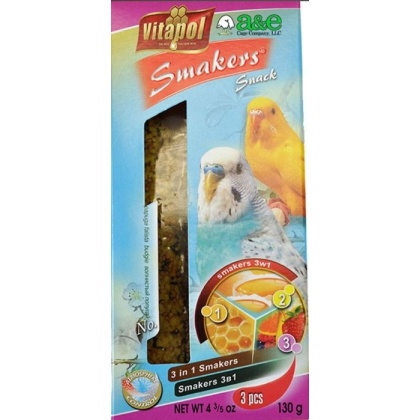 A&E Cage Company Smakers Parakeet Variety Treat Sticks - 3 count