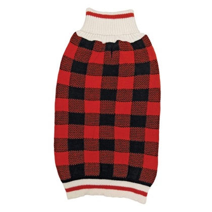 Fashion Pet Plaid Dog Sweater - Red - Medium (14\
