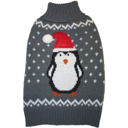 Fashion Pet Gray Penguin Dog Sweater - Medium