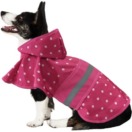 Fashion Pet Polka Dot Dog Raincoat Pink - Large