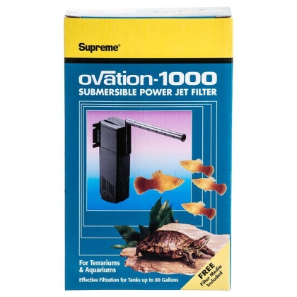 Supreme Ovation Submersible Power Jet Filter - Model 1000 - 265 GPH (Up to 80 Gallons)