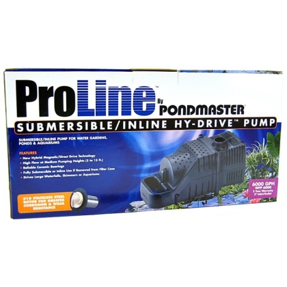 Pondmaster ProLine Submersible/Inline Hy-Drive Pump - 6,000 GPH with 20' Cord