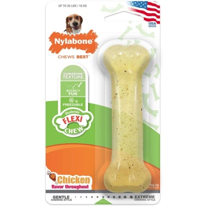 Nylabone Flexi Chew Dog Bone - Chicken Flavor - Wolf (1 Pack)