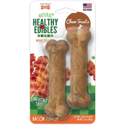 Nylabone Healthy Edibles Wholesome Dog Chews - Bacon Flavor - Petite (2 Pack)