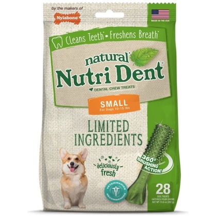 Nylabone Natural Nutri Dent Fresh Breath Dental Chews - Limited Ingredients - Small - 28 Count