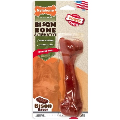 Nylabone Power Chew Bison Bone Alternative Dog Chew Toy Beef Flavor - 1 count