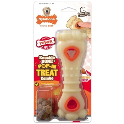 Nylabone Power Chew Knuckle Bone and Pop-In Treat Toy Combo Chicken Flavor Giant - 1 count