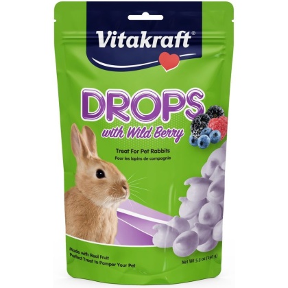 Vitakraft Drops with Wild Berry for Pet Rabbits - 5.3 oz