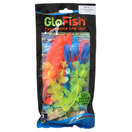 GloFish Aquarium Plant Multipack - Yellow, Orange & Blue - 3 Pack - (Medium Yellow, Large Orange, Large Blue)