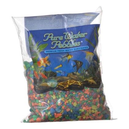 Pure Water Pebbles Aquarium Gravel - Neon Rainbow - 2 lbs (3.1-6.3 mm Grain)