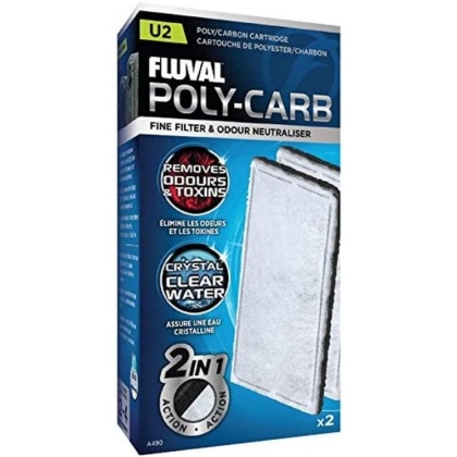Fluval Underwater Filter Stage 2 Polyester/Carbon Cartridges - U2 Filter Cartridge (2 Pack)
