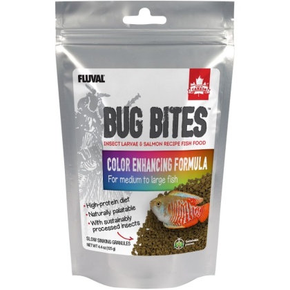 Fluval Bug Bites Color Enhancing Formula for Medium-Large Fish - 4.4 oz