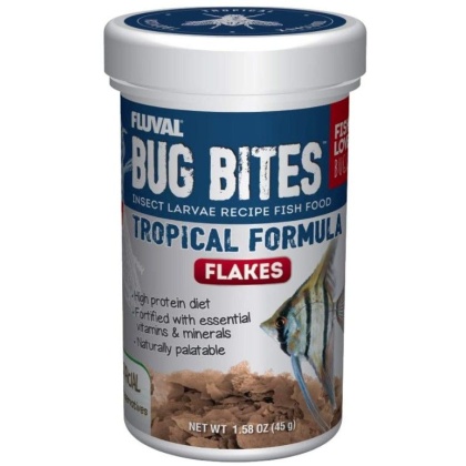 Fluval Bug Bites Insect Larvae Tropical Fish Flake - 1.59 oz