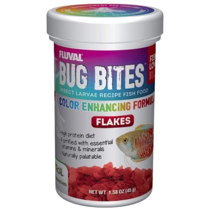Fluval Bug Bites Insect Larvae Color Enhancing Fish Flake - 1.59 oz
