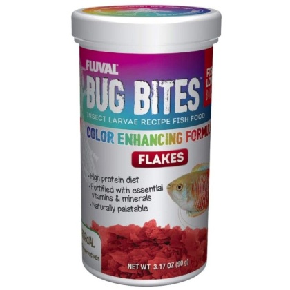 Fluval Bug Bites Insect Larvae Color Enhancing Fish Flake - 3.17 oz