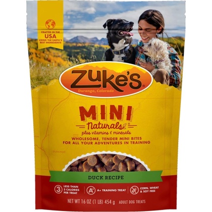 Zuke\'s Mini Naturals Moist Dog Treats - Delicious Duck Recipe - 1 lb