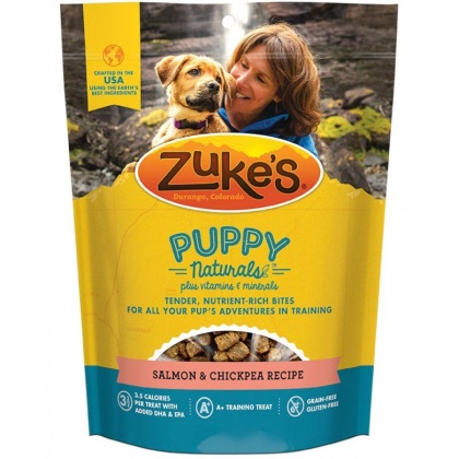 Zukes Puppy Naturals Dog Treats - Salmon & Chickpea Recipe - 5 oz