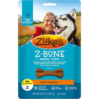 Zukes Z-Bones Dental Chews - Clean Carrot Crisp - Mini (18 Pack - 9 oz)