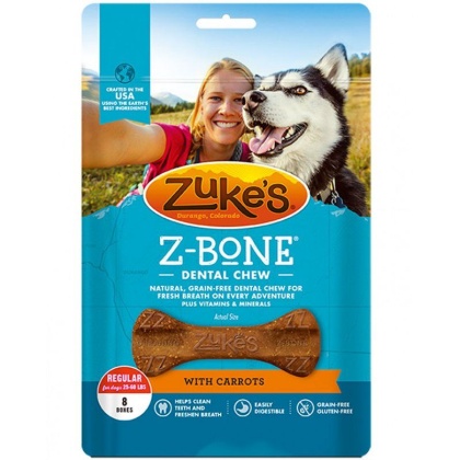 Zukes Z-Bones Dental Chews - Clean Carrot Crisp - Regular (8 Pack - 12 oz)