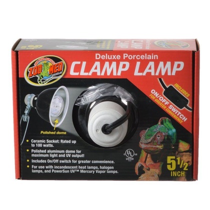 Zoo Med Delux Porcelain Clamp Lamp - Black - 100 Watts (5.5\