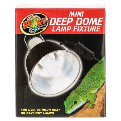 Zoo Med Mini Deep Dome Lamp Fixture - Black - Up to 100 Watts